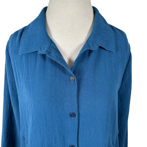 Habitat Clothes To Live In Tunic Top Button Up Artsy Swing Cut Lagenlook size L